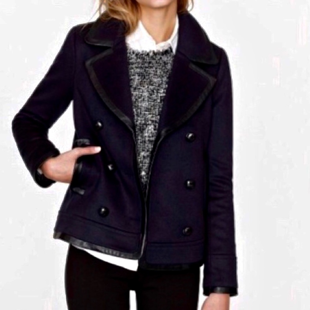 J. Crew Black Pea Coats 100% Wool